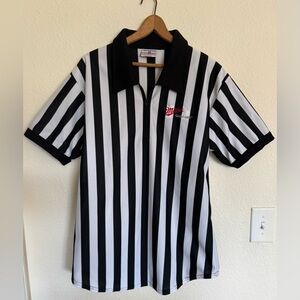 Vintage Miller Lite Referee Shirt‎ L Black White Stripe Beer Promo
